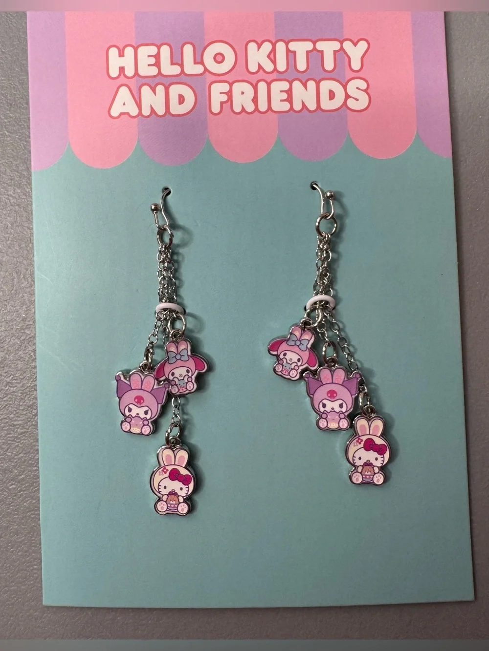 Hello Kitty and friends my melody cinnamoroll fable silver tone earrings hello k